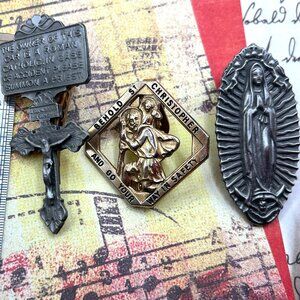 Vintage Catholic Religious Car Visor Protection Clips Saint Christopher Cross